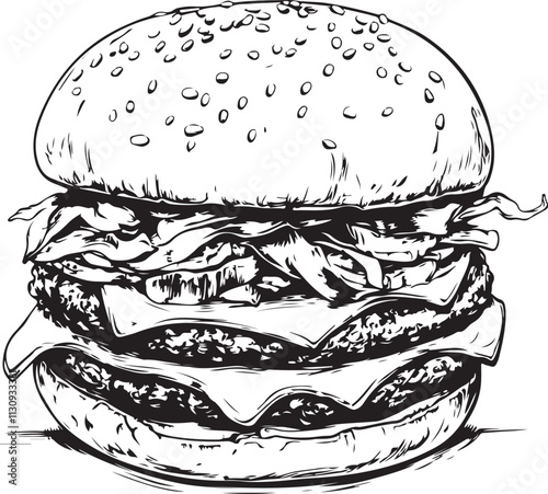 hand drawn illustration of burger