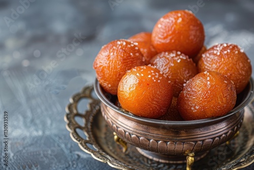 Indian dessert Gulab Jamun sweet food from India photo