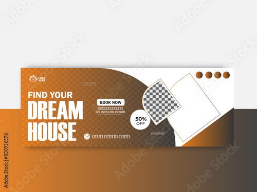 real estate home property Facebook cover or web banner design template cover