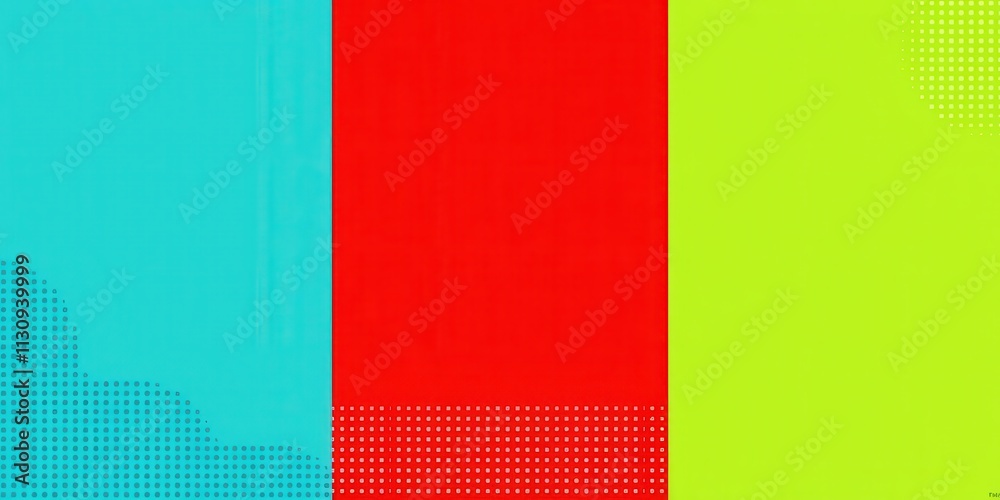 Fototapeta premium Abstract halftone white background with red, green, and blue dots creating a dynamic and modern design, red, three colors, green