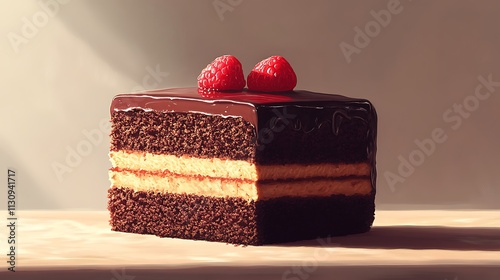 Delicious Chocolate Raspberry Layer Cake Awaits photo