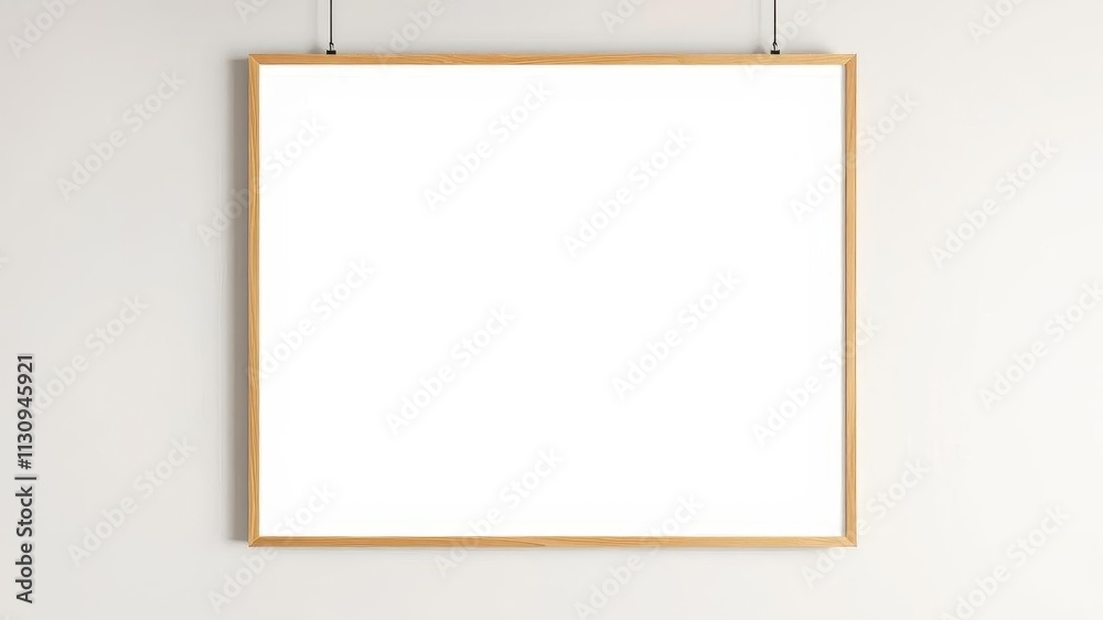 Obraz premium A realistic hanging poster mockup with a modern frame design and blank canvas for customization, customization, decoration, art