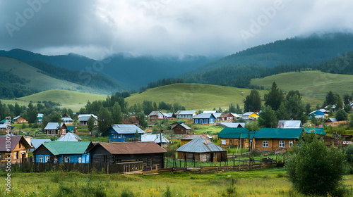 Exploring the Vibrant and Cultural Essence of a Traditional Kumyk Village Surrounded by Nature photo