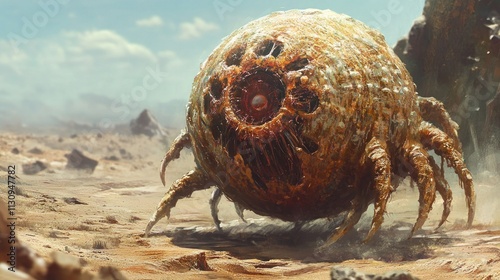 A Bizarre Creature Crawls Across a Desolate Landscape photo
