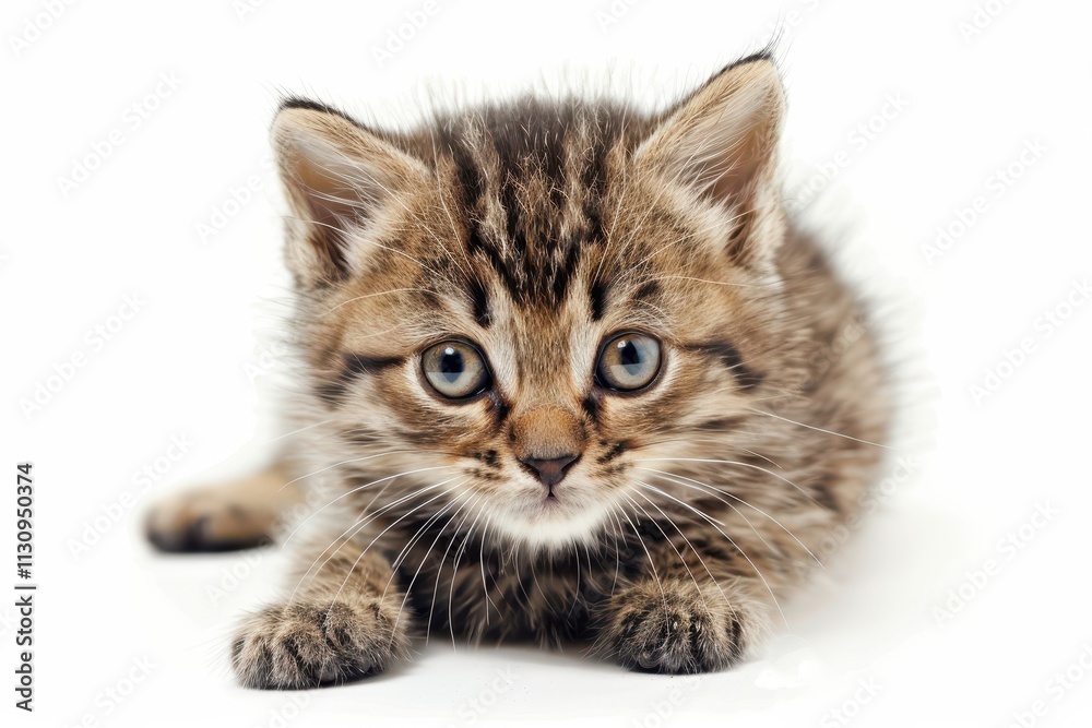 Fototapeta premium Lone kitten against white Feline set