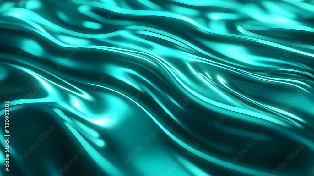Obraz premium Flowing aqua fabric texture digital rendering abstract design modern environment close-up view fluid aesthetics for visual appeal