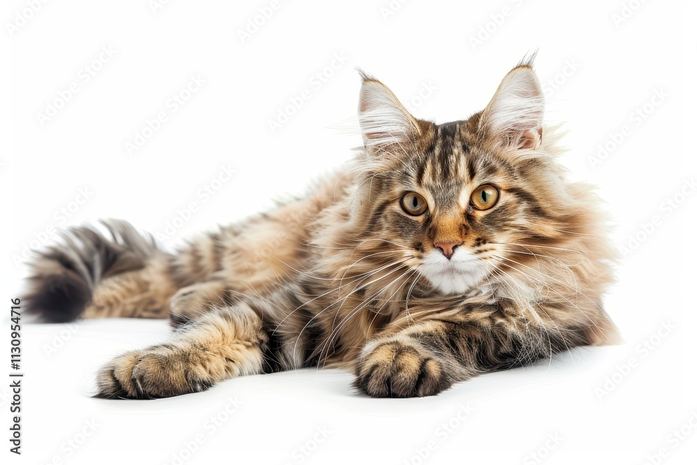 Obraz premium Maine Coon on white backdrop