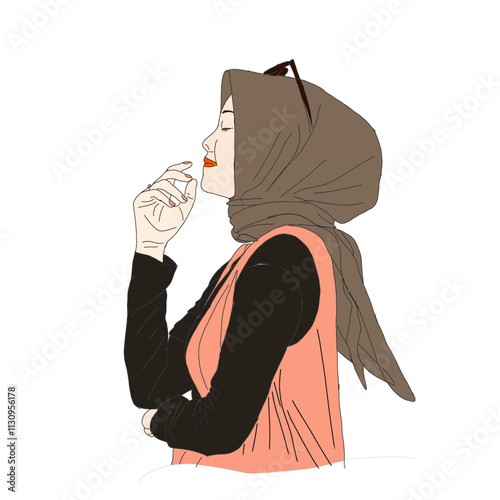 Stylized Illustration of a Woman in a Hijab Side Profile