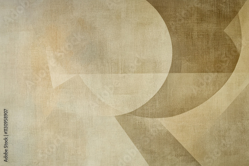 Intersecting geometric designs in beige and tan tones softly blending into a neutral tan background. photo