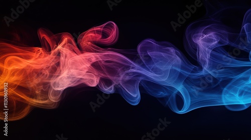 Colorful Flowing Smoke Abstract Art on Dark Background