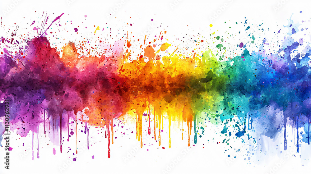 Fototapeta premium Vibrant abstract watercolor composition with colorful splashes and drips