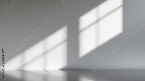 Realistic shadow effect on a minimalistic white background, modern, depth, shadowplay