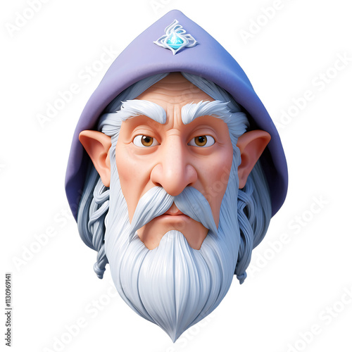 3D Render of a Wise Old Elf Wizard. Transparent Background.