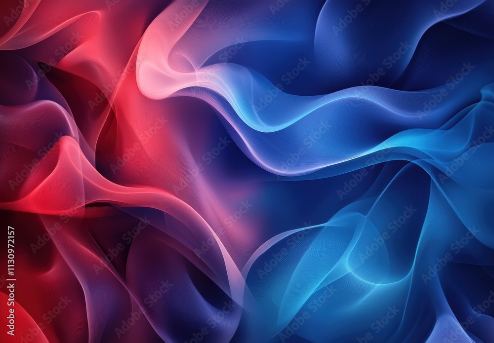 Obraz premium Colorful Flowing Fabric Waves in Red and Blue Tones Abstract Background