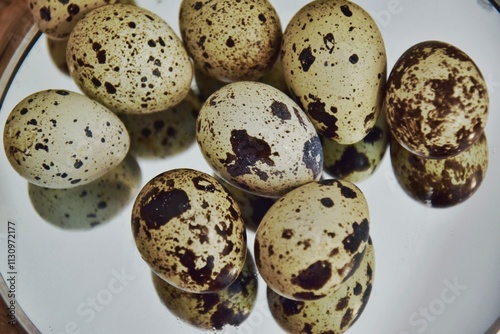 quail eggs on a smooth surface