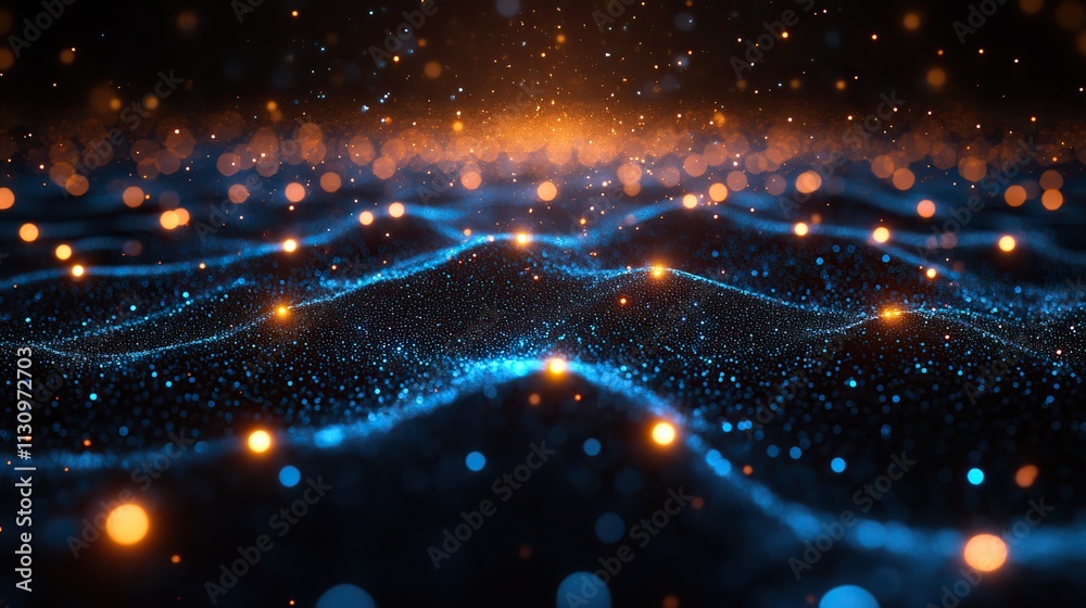 Obraz premium Blue code and network connections represent big data, cloud storage, and artificial intelligence