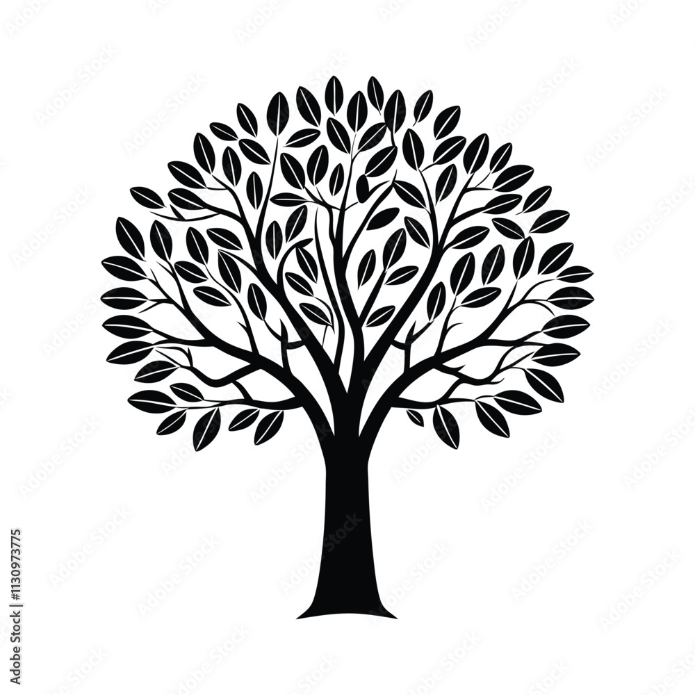 Obraz premium tree simple outline on white background illustration