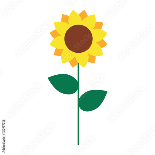 Sunflower plant garden barnyard element. Countryside gathered the harvest. Funny childish agriculture, farming