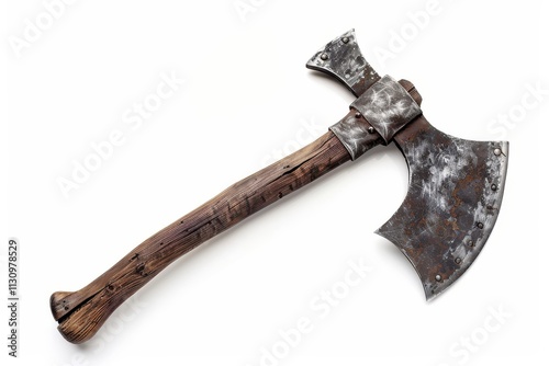 Old battle ax on white background photo