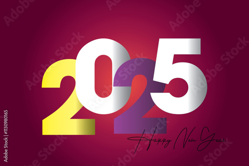 Happy new year 2025 design. With colorful truncated number illustrations. Premium vector design 2025