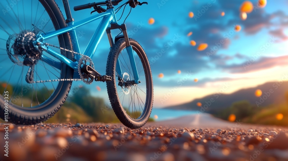 Fototapeta premium Serene Coastal Cycling. Generative AI
