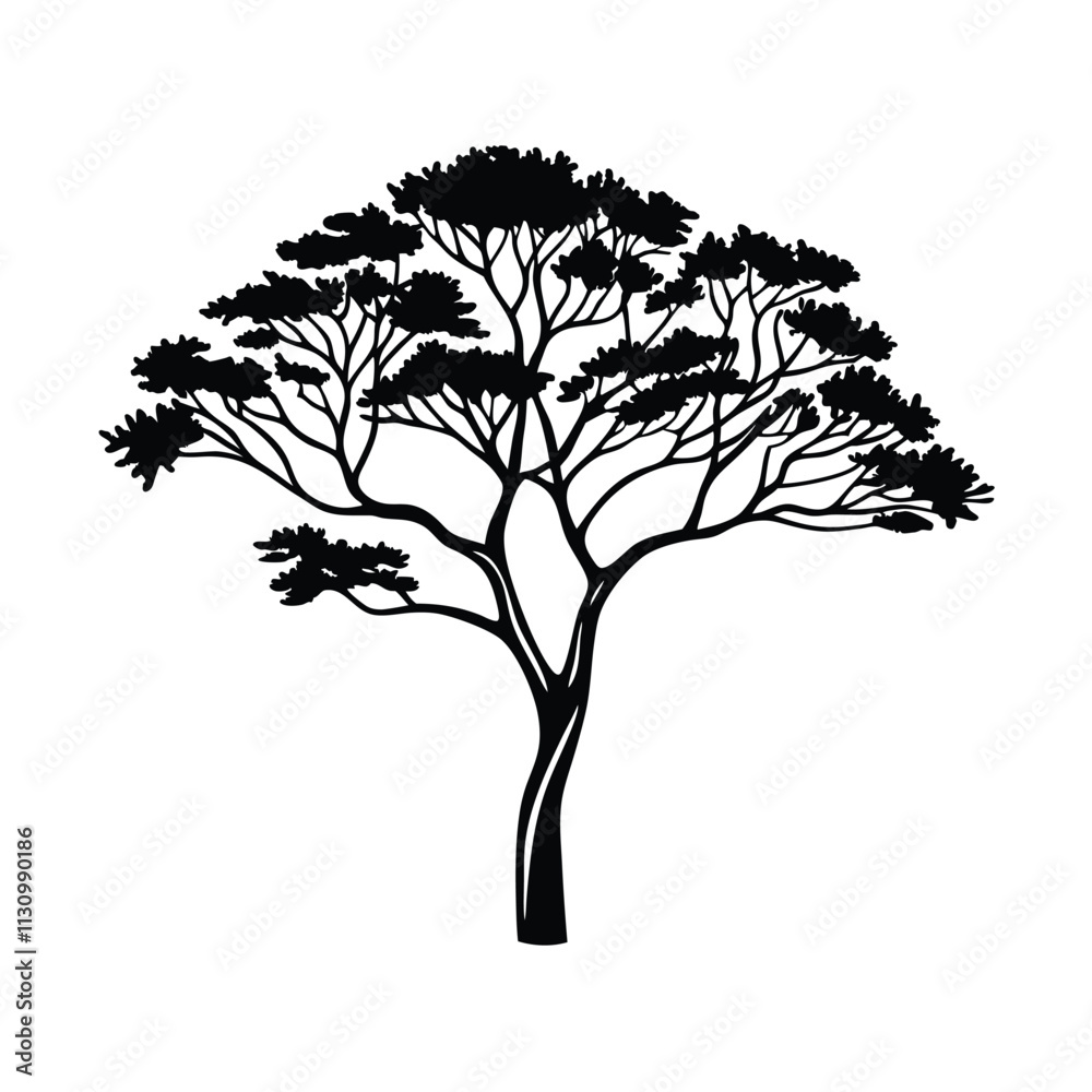 Obraz premium tree simple outline on white background illustration