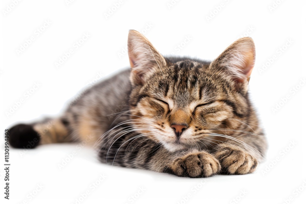 Obraz premium Photo of a cute tabby cat studio shot white background