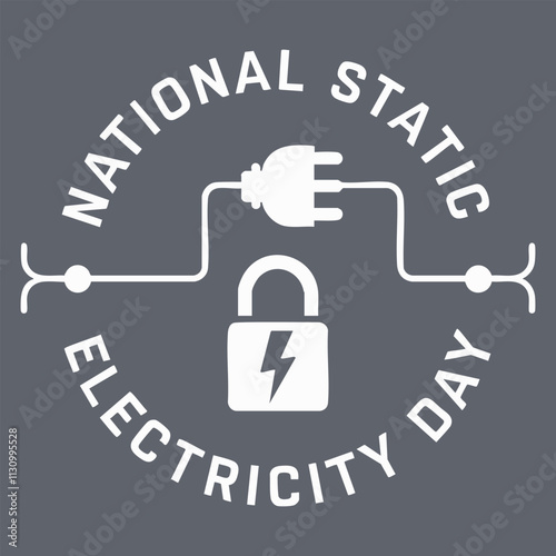Illustration highlighting National Static Electricity Day featuring a plug and lock design.