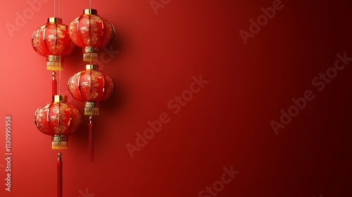 Red Lanterns Decor Hanging Traditional Chinese New Year Celebration photo