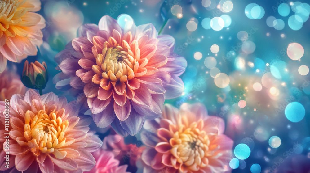 Fototapeta premium Colorful flowers with dreamy bokeh background create serene atmosphere