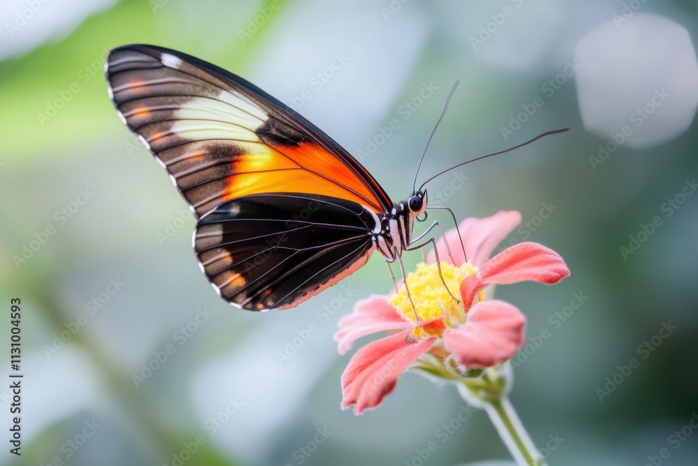 Obraz premium A stunning butterfly rests on a colorful flower surrounded by green foliage, symbolizing the beauty of nature and the importance of environmental protection during Earth Day celebrations