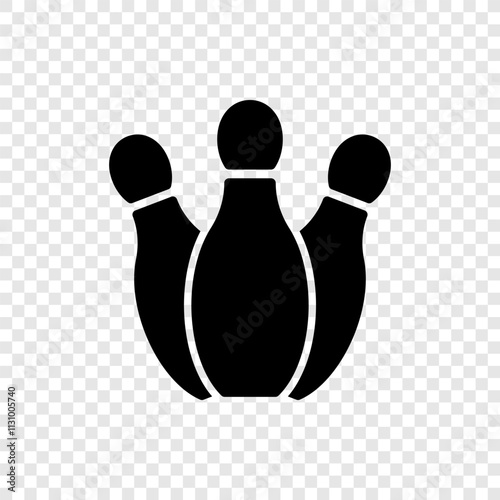Bowling skittle simple icon. Flat design. Transparent grid