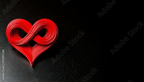 Red heart with infinity sign eternal love message romantic I love you Valentine’s Day valentine endless forever endless endless timeless anniversary black background isolated copy space for text photo