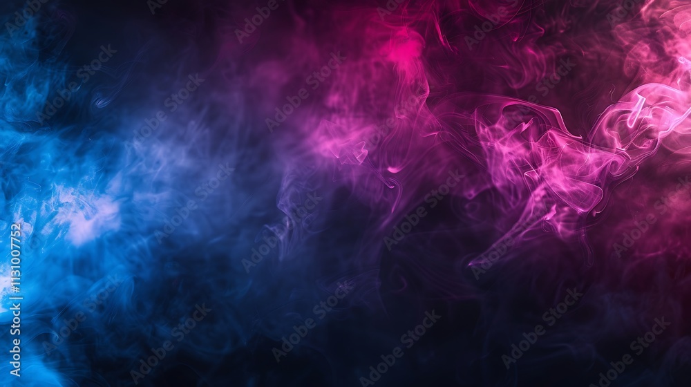 Fototapeta premium Abstract Pink and Blue Smoke Swirls on Black Background