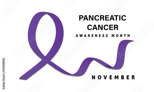 Pancreatic Cancer Awareness Month. BannerTemplateWith Purple Ribbon Vector Illustration. World Pancreatic Cancer Day Concept.