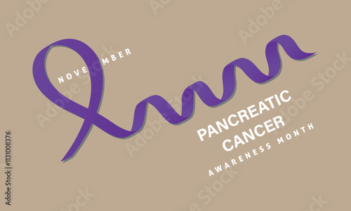 Pancreatic Cancer Awareness Month. BannerTemplateWith Purple Ribbon Vector Illustration. World Pancreatic Cancer Day Concept.