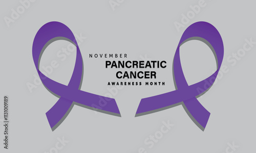 Pancreatic Cancer Awareness Month. BannerTemplateWith Purple Ribbon Vector Illustration. World Pancreatic Cancer Day Concept.