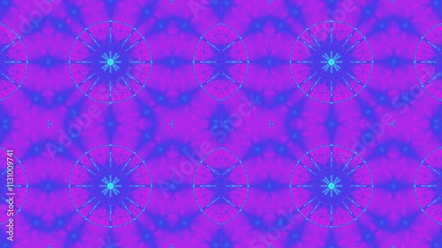 Kaleidoscopic blue-emerald patterns on a pink and lilac background, motion abstract pattern