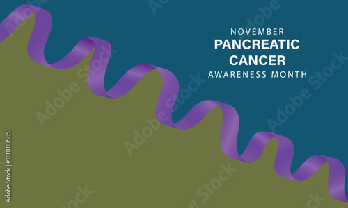 Pancreatic Cancer Awareness Month. BannerTemplateWith Purple Ribbon Vector Illustration. World Pancreatic Cancer Day Concept.