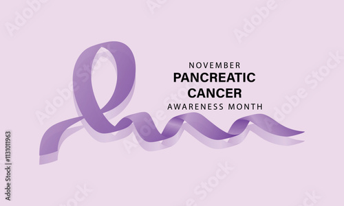 Pancreatic Cancer Awareness Month. BannerTemplateWith Purple Ribbon Vector Illustration. World Pancreatic Cancer Day Concept.