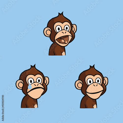 monkey cartoon cute vector sad amazed just looking