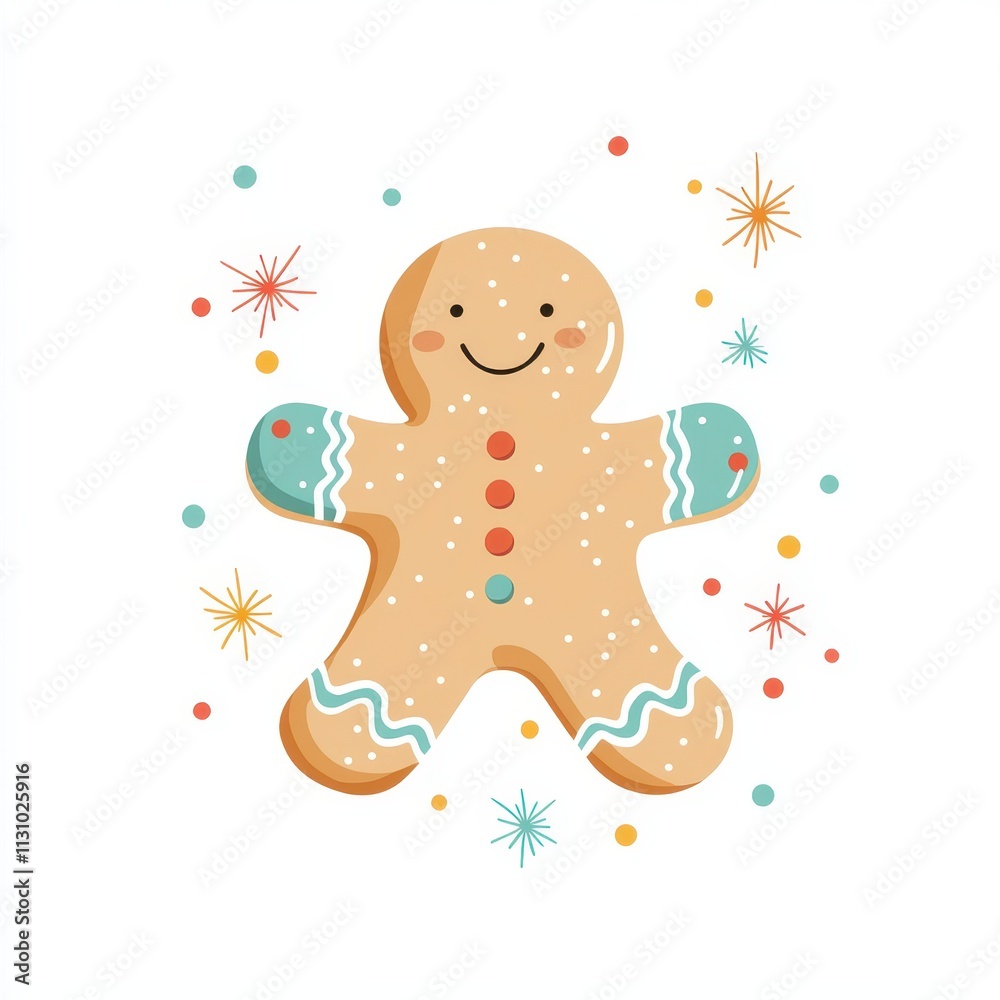 Obraz premium Gingerbread man illustration holiday theme cute design playful