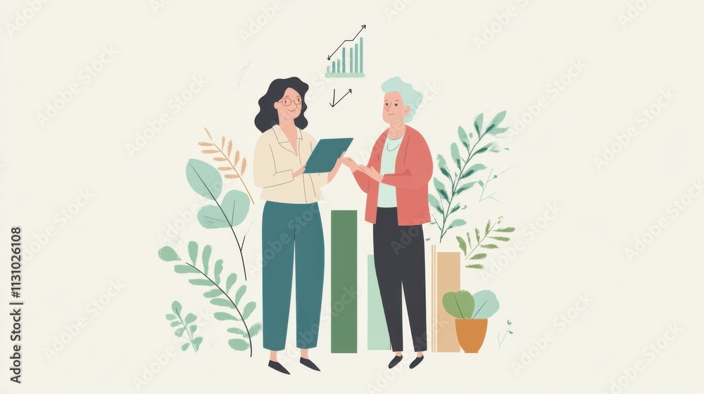Obraz premium Wealth management consultation showing an advisor explaining diversified investment options