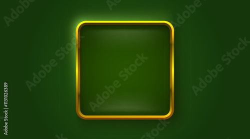 Gold frame on green background, casino design, happy new year greeting frame. Vector illustration 