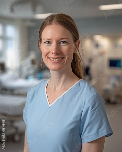 Free Download A female nurse in light blue uniform with the background of hospital ward. - GFXLoad