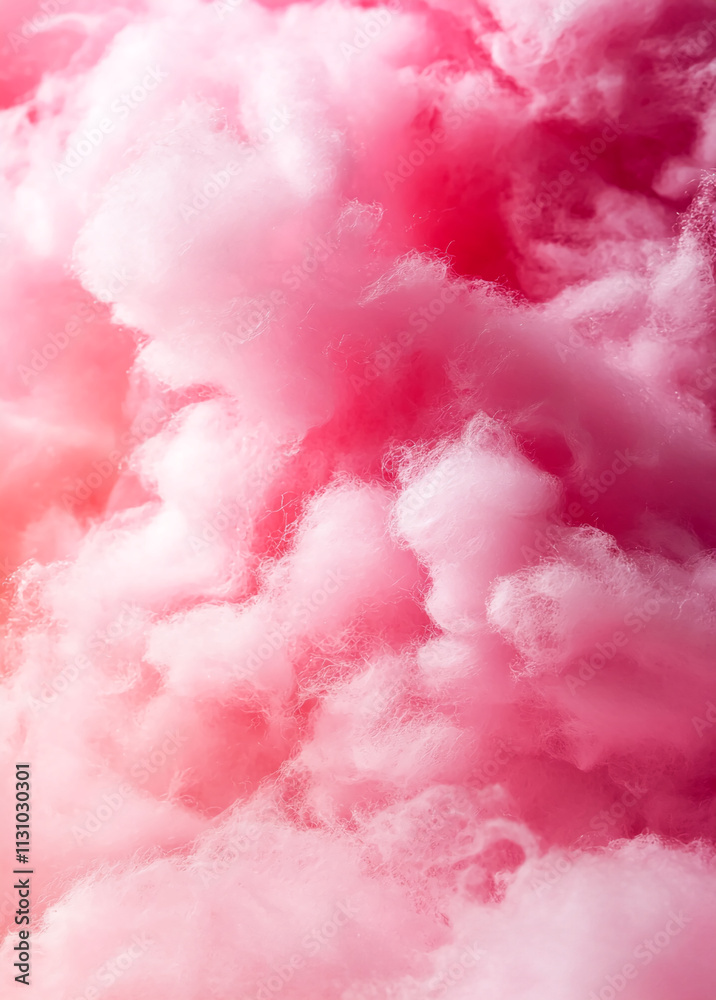 Fototapeta premium Soft pink cotton candy clouds fill the background with a fluffy and whimsical texture