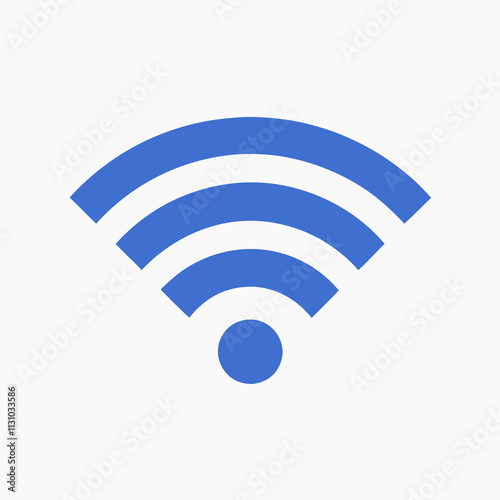 Stylized blue Wi-Fi symbol representing wireless connectivity in a modern graphic design