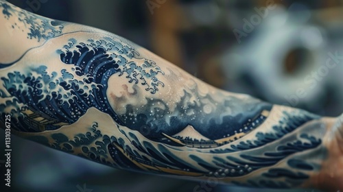 The Iconic Japanese Wave Captivating Fluid Dynamics and Timeless Expression in Hokusai s Classic Woodblock Print  The Great Wave off Kanagawa photo