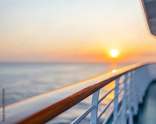 Serene sunset view from a cruise ship railing.