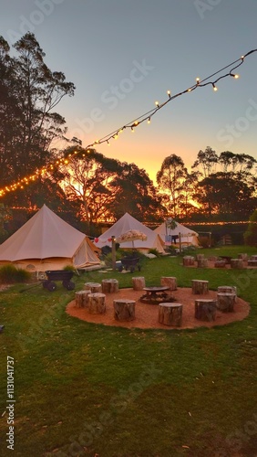 A luxury glamping hotel tipi tent experince with cosy details and interior design  photo